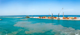 Fototapeta Perspektywa 3d - Cargo port with many containers