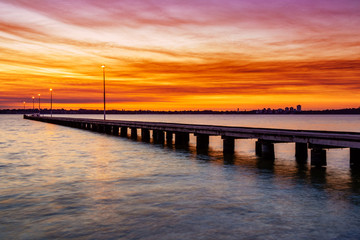 Wall Mural - Pink Sky Jetty Sunset in Perth Australia