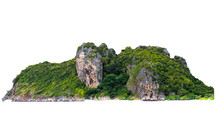 Isolated Green Mountain And Cliff Rock