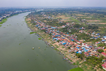 The khmer small town at Cambodia beside riverside . this town famous with fishing on the river