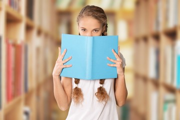 Wall Mural - Young Female College Student  on background