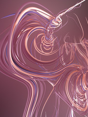 Poster - Interlacing abstract pink colored curves. Computer generated geometric pattern. 3D rendering