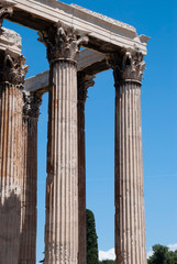 The ancient temple of Olympius Zeus or Olympion, near the Acropolis of Athens, Greece / May 2019. 