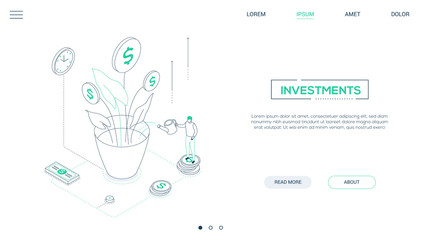 investments - line design style isometric web banner