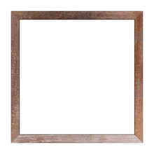 Brown Wood Frame Isolated On White Background. Object With Clipping Path