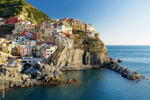 Manarola, one of the most charming and romantic of the Cinque Terre villages, Liguria, northern Italy.