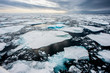 Dramatic wide angle view of arctic ice floes breaking up taken at sea. Climate Crisis - Image