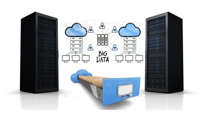 Poster - Server towers moving in opposite directions
