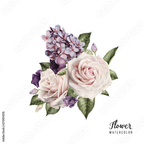 Bouquet of roses, watercolor, can be used as greeting card, invitation card f...