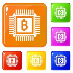 Poster - Chip icons set collection vector 6 color isolated on white background