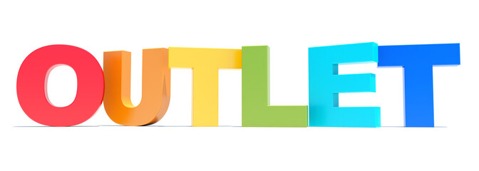 Wall Mural - outlet colorful text on white wide banner