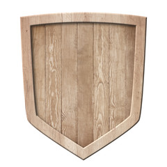 Wall Mural - Wooden defense shield made of natural wood and with bright frame