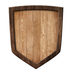 Wall Mural - Wooden defense shield made of natural wood and with dark frame