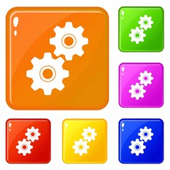Poster - Gear icons set collection vector 6 color isolated on white background