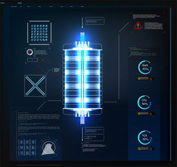 Poster - Futuristic User Interface Hud And Infographic Elements. Abstract Virtual Graphic Touch User Interface. HUD, elements interface Ui, Industrial aerospace project, Jet engine of the aircraft