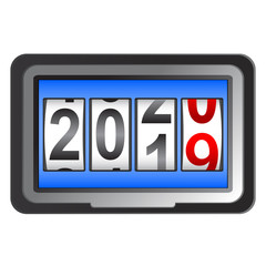 2020 New Year counter, change calendar illustration