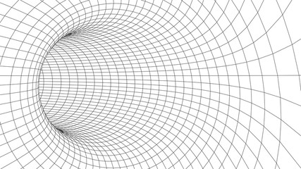 Poster - wireframe abstract tunnel. 3d vector wormhole with a mesh structure.
