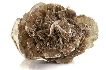 Macro stone Gypsum mineral on white background