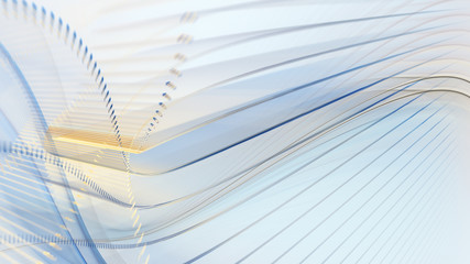 Poster - Abstract generative art background. 3d illustration. Fractal graphics composition of dots, waves and rays of light. Science and digital technology concept.