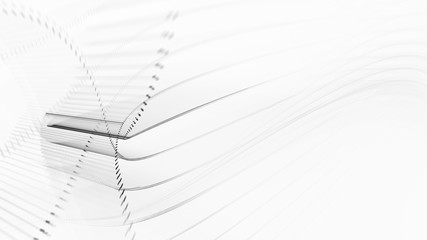 Poster - Abstract generative art background. 3d illustration. Fractal graphics composition of dots, waves and rays of light. Science and digital technology concept.