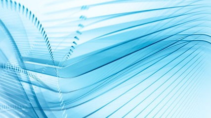 Poster - Abstract generative art background. 3d illustration. Fractal graphics composition of dots, waves and rays of light. Science and digital technology concept.