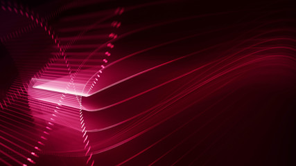 Poster - Abstract generative art background. 3d illustration. Fractal graphics composition of dots, waves and rays of light. Science and digital technology concept.