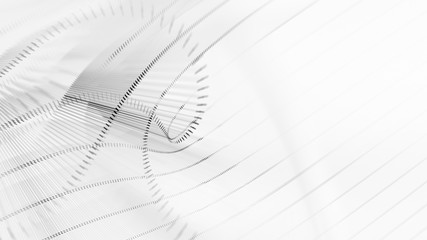Poster - Abstract generative art background. 3d illustration. Fractal graphics composition of dots, waves and rays of light. Science and digital technology concept.