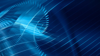 Poster - Abstract generative art background. 3d illustration. Fractal graphics composition of dots, waves and rays of light. Science and digital technology concept.