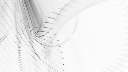 Poster - Abstract generative art background. 3d illustration. Fractal graphics composition of dots, waves and rays of light. Science and digital technology concept.