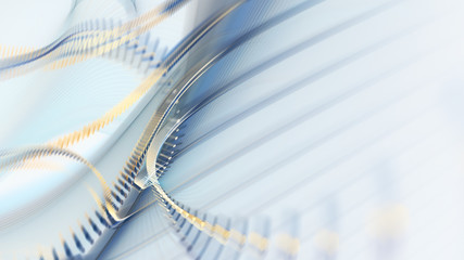 Poster - Abstract generative art background. 3d illustration. Fractal graphics composition of dots, waves and rays of light. Science and digital technology concept.