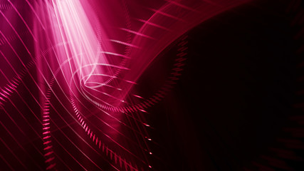 Poster - Abstract generative art background. 3d illustration. Fractal graphics composition of dots, waves and rays of light. Science and digital technology concept.