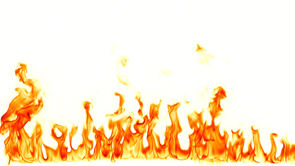 Fire flames isolated on white background.