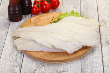 Raw halibut fillet