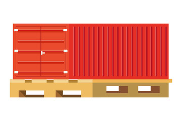 Canvas Print - cargo container over pallets vector illustration