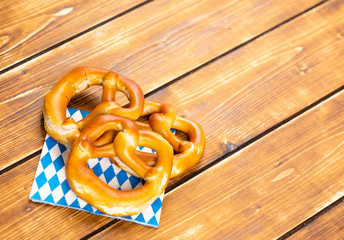 Wall Mural - pretzel on a wooden background