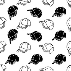 Wall Mural - Baseball Cap Icon Seamless Pattern