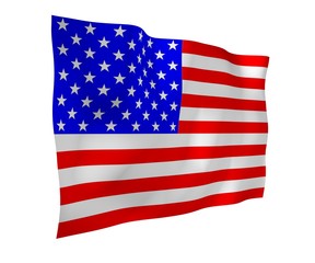 Waving flag of the United States of America. Stars and Stripes. State symbol of the USA. 3D illustration