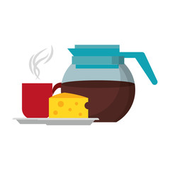 Sticker - Breakfast morning food cartoons Vector illustration