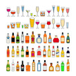 Set of alcohol drinks in glasses isolated on white background vector illustration. Holiday celebration.