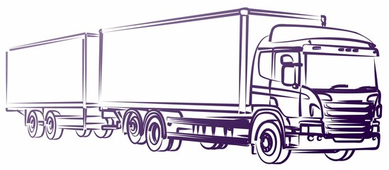 Sticker - A sketch of the long truck with the trailer.