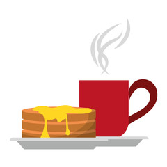 Poster - Hot coffee mug on dish Vector illustration