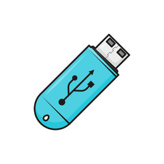 Wall Mural - USB flash drive in flat style, vector