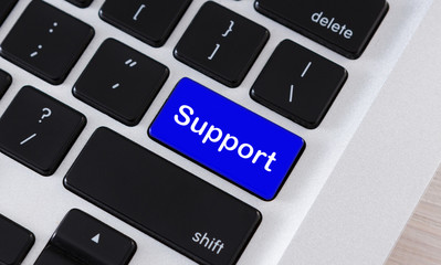 Aufkleber - Blue keyboard button with text Support on it