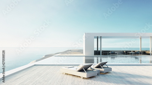 Fotografía beach lounge outdoor pool & luxury interior/ 3D rendering