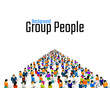 Large group of people in the shape of a grossing arrow, Way to success bussiness concept.