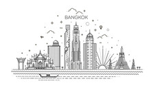 Thailand And Attractions To Bangkok Landmarks. Vector Illustration - Vector