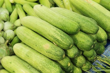 Wall Mural - Fresh cucumbers for cooking in the market