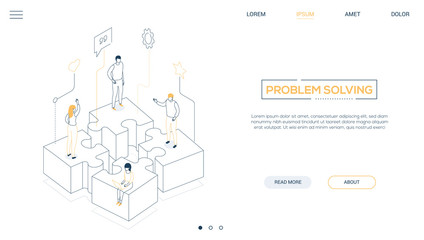 Aufkleber - Problem solving - line design style isometric web banner