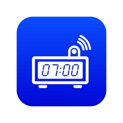 Poster - Electronic alarm clock icon blue vector isolated on white background