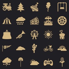 Poster - Children amusement park icons set. Simple set of 25 children amusement park vector icons for web for any design